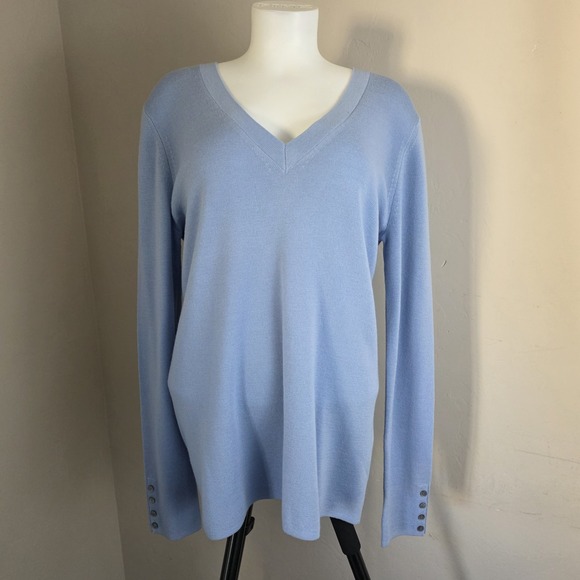 NWT Banana Republic 100% Fine Merino Wool Sweater XL Blue V Neck Lightweight - Picture 11 of 13